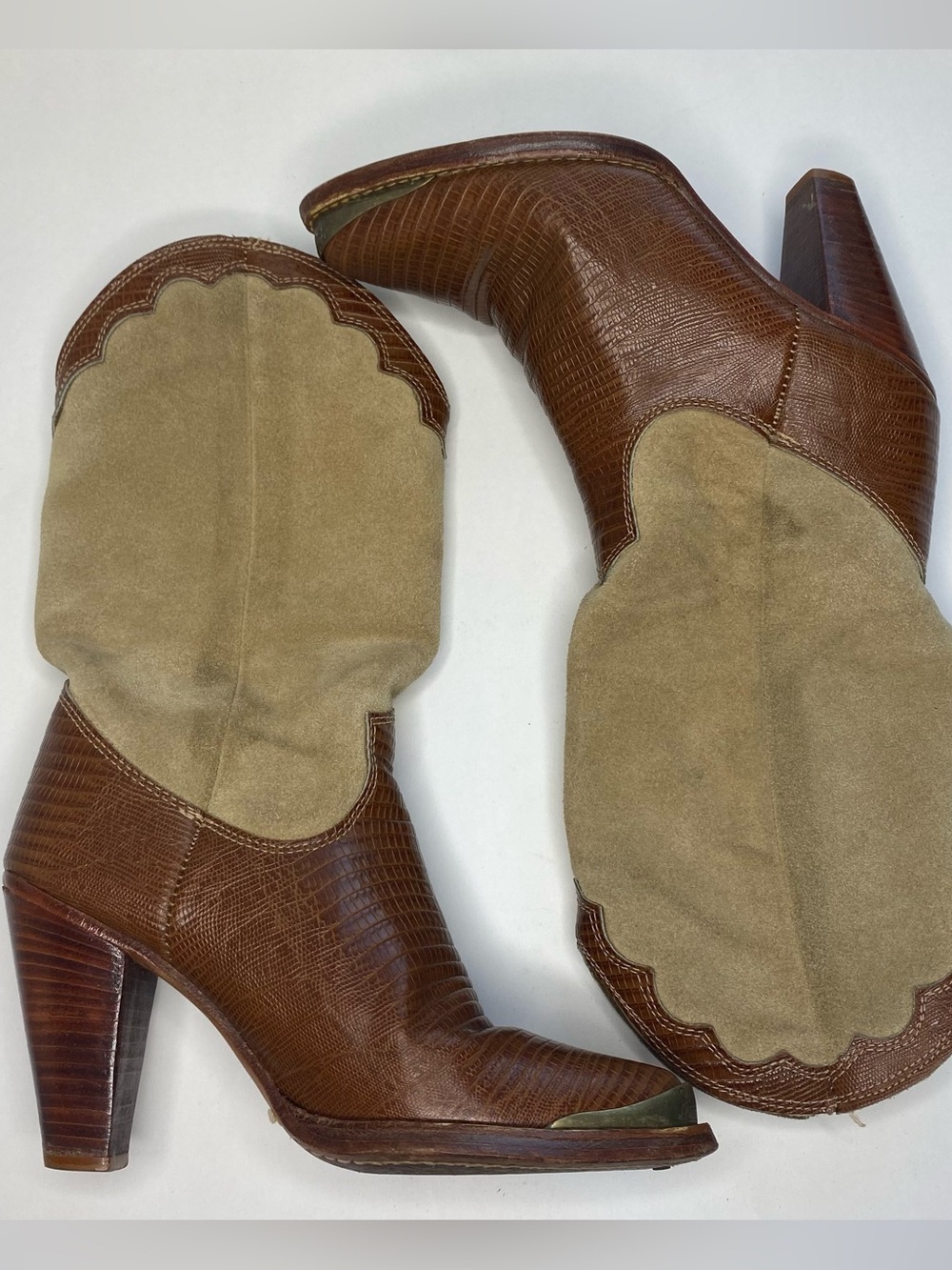 Zodiac Western Suede Leather Boot Size 6.5 Cowgirl Tan Brown